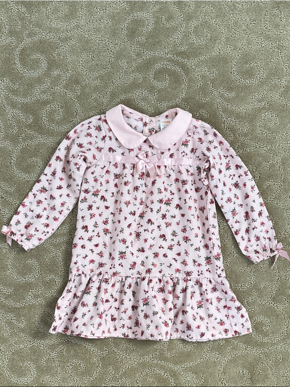 Gymboree Light Pink Floral Dress with Peter Pan Collar